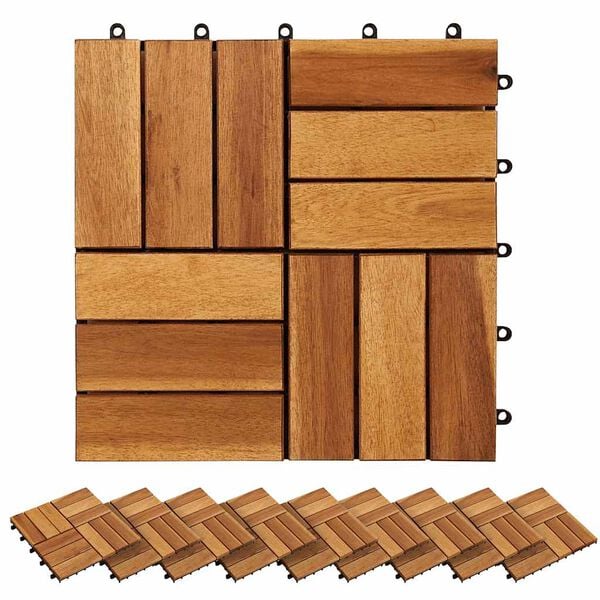 vidaXL Decking Tiles 11.8"x11.8" Acacia Set of 30