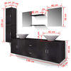 vidaXL Bathroom Cabinet Black Engineered wood and ceramic Large