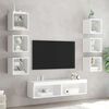 vidaXL TV Wall Unit Set of 8 White Engineered wood, glass 8 Piece Set