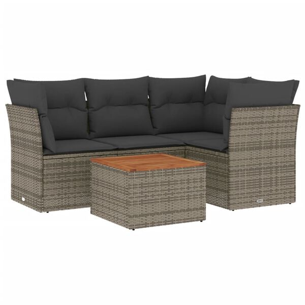 vidaXL Garden Sofa Set Grey, Brown