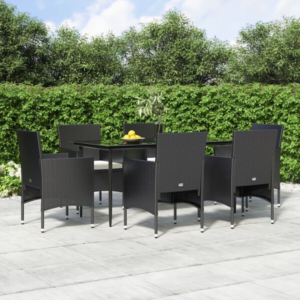 vidaXL Garden Dining Set Black, Cream White
