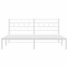 vidaXL Metal Bed Frame White Powder-Coated Steel Super King