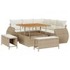vidaXL Garden Sofa Set Height-Adjustable 8 pcs Beige Poly Rattan