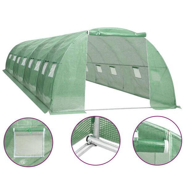 vidaXL Greenhouse Green PE mesh fabric, Galvanized steel Roomy Durable