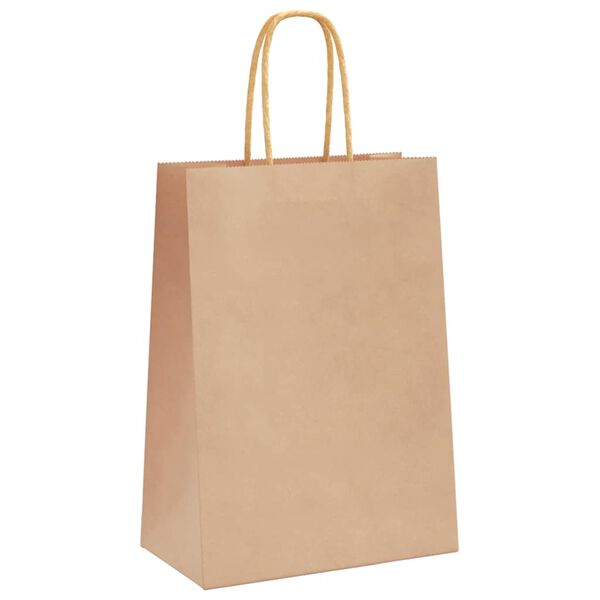 vidaXL Paper Bags 250 pcs with Handles Brown 15x8x21 cm
