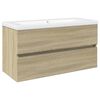 vidaXL Bathroom Furniture Set Sonoma oak, White Engineered wood, Ceramic