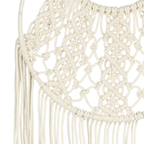 vidaXL Macrame Wall Hanger Cream Cotton 15.7x31.5 in Decorative Inlays