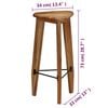 vidaXL Bar Stool Set of 2 Natural Wood Solid acacia wood, Steel Standard