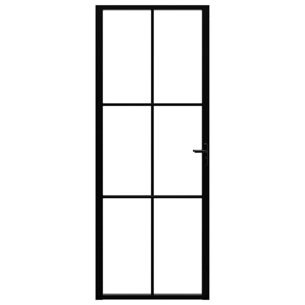 vidaXL Interior Door ESG Glass and Aluminum 29.9"x79.3" Black