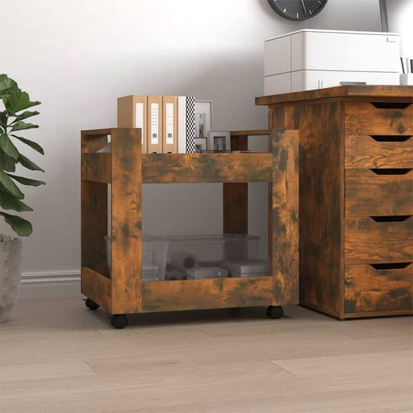 vidaXL Desk Trolley Smoked Oak 23.6x17.7x23.6" Engineered Wood