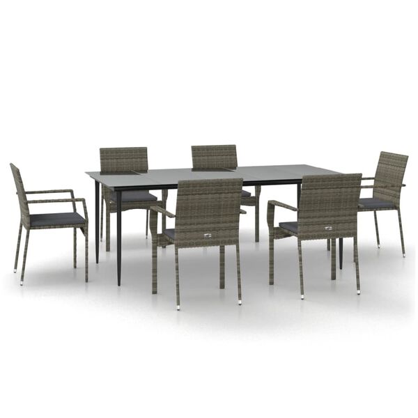 vidaXL Garden Dining Set Black and Grey