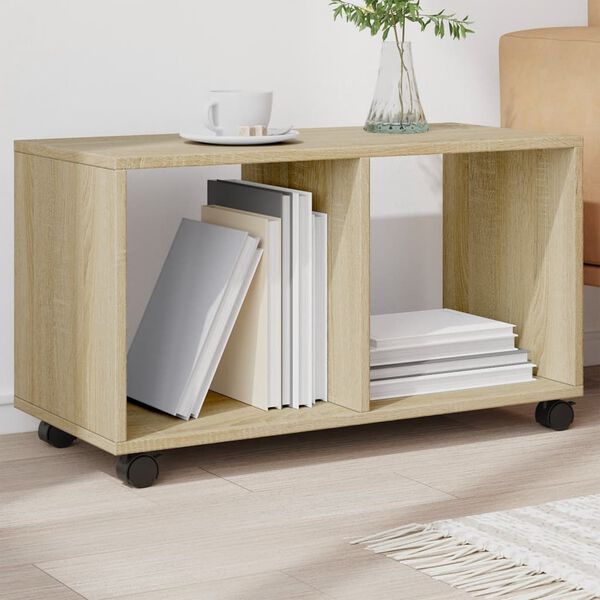 vidaXL Rolling cabinet Sonoma oak Engineered wood 28.3 x 13.0 x 16.7 in