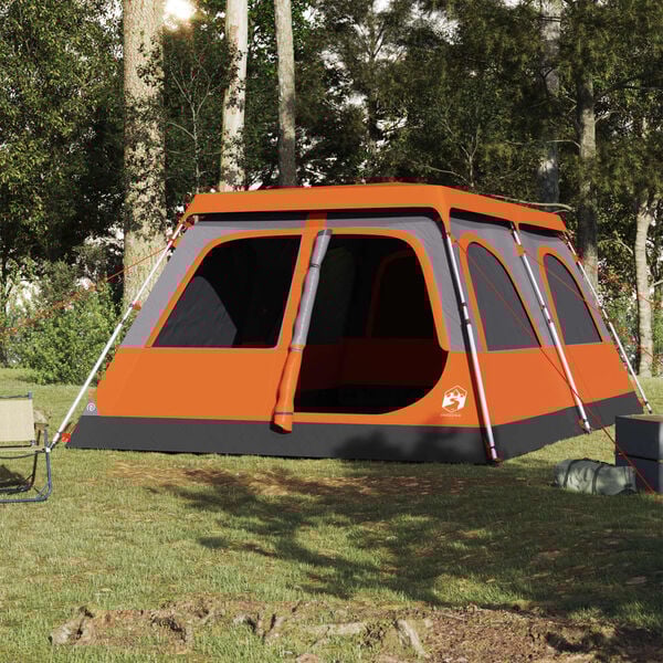 vidaXL Family Tent Dome 8-Person Gray and Orange Quick Release