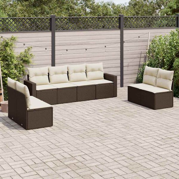 vidaXL Garden Sofa Set Brown and Cream White
