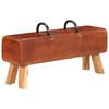 vidaXL Gym Bench Brown Goat leather, Solid Acacia wood Compact Durable