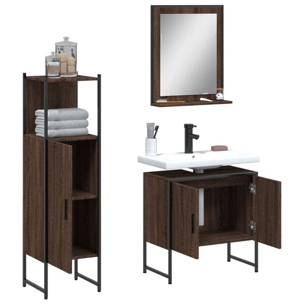 vidaXL Bathroom Cabinet Set Brown Oak Engineered Wood Bathroom Cabinet Set