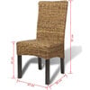 vidaXL Dining Chair Set of 2 Brown Abaca leaves, solid mango wood Medium
