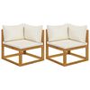 vidaXL Corner Sofa Cream white Solid acacia wood Standard two-seater