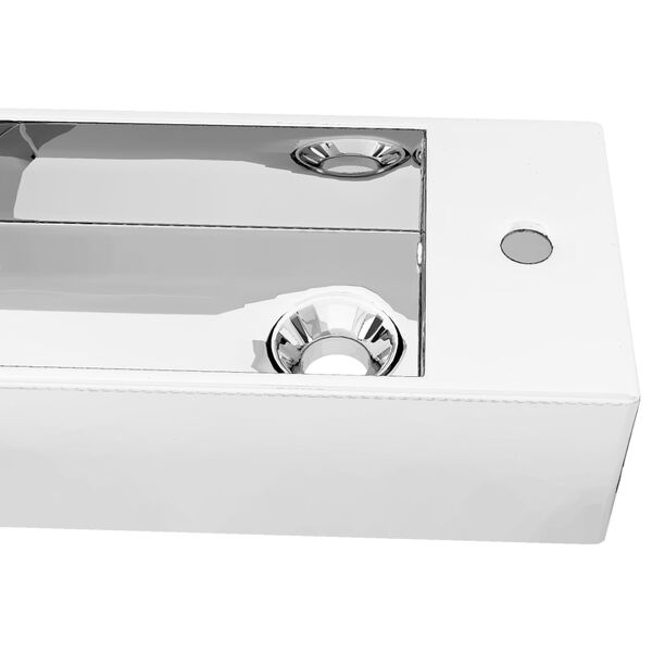 vidaXL Wash Basin with Overflow 19.3x9.8x5.9" Ceramic Silver