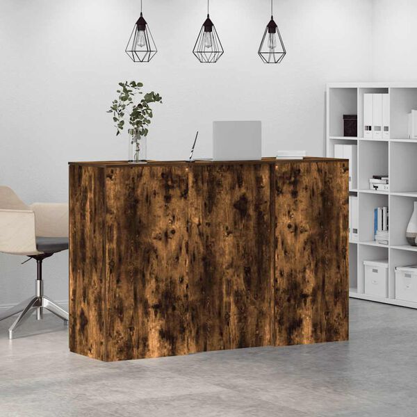 vidaXL Reception Desk Smoked oak Engineered wood Standard Reception Desk