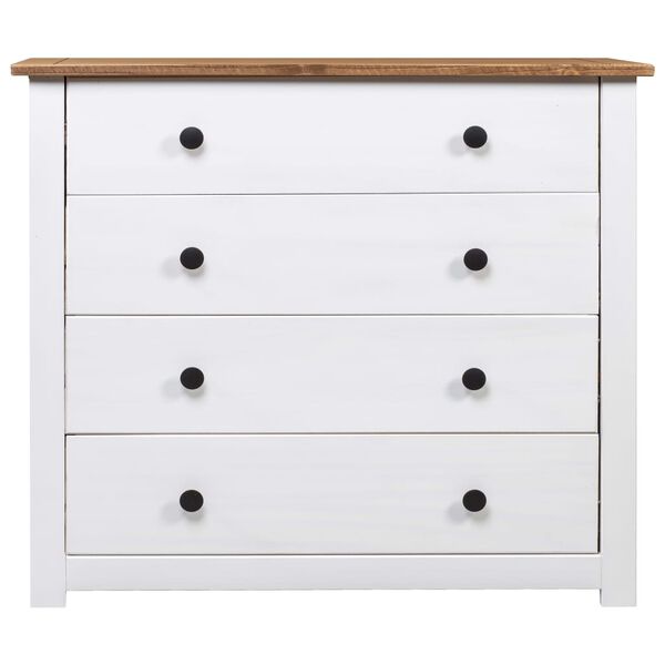 vidaXL Side Cabinet White and wood Solid pinewood Medium Side Cabinet