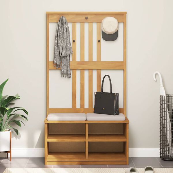 vidaXL Hall Tree Acacia wood finish Solid pine wood, engineered wood