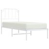 vidaXL Metal Bed Frame without Mattress with Headboard White 29.5"x74.8"