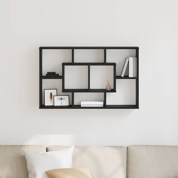 vidaXL Wall Shelf Black Oak 33.46 x 6.30 x 20.67 in Engineered Wood