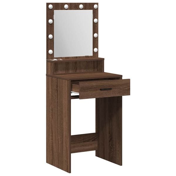 vidaXL Dressing Table with Drawer Brown Oak 19.69 x 16.14 x 53.15 in
