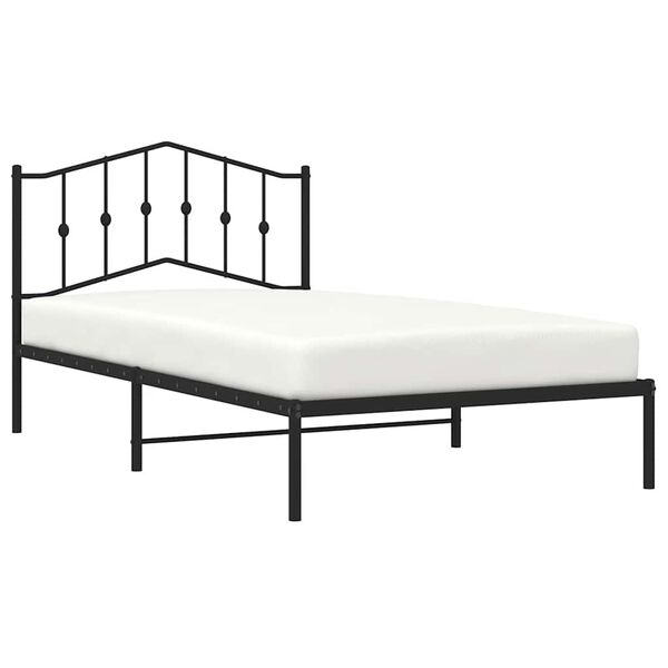 vidaXL Bed Frame Black Steel Twin Bed Frame Rectangular Modern