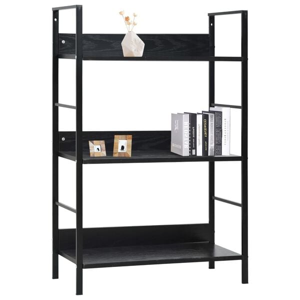 vidaXL Shelf Cabinet Black Engineered wood, Steel Medium Bookshelf