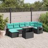vidaXL 8 Piece Garden Sofa Set with Cushions Black Poly Rattan