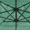 vidaXL Garden Parasol Green Polyester, Steel, Straw Leaves Large
