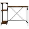vidaXL Desk Smoked Oak Engineered Wood, Iron Medium Desk Rectangular