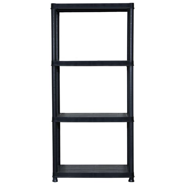 vidaXL Storage Shelf 4-Tier Black 24.0x12.0x51.2" Plastic