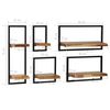vidaXL Wall Shelf Set Set of 5 Acacia wood brown and black