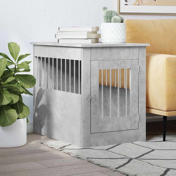 vidaXL Dog Crate Furniture Concrete Grey Engineered wood, Steel Medium