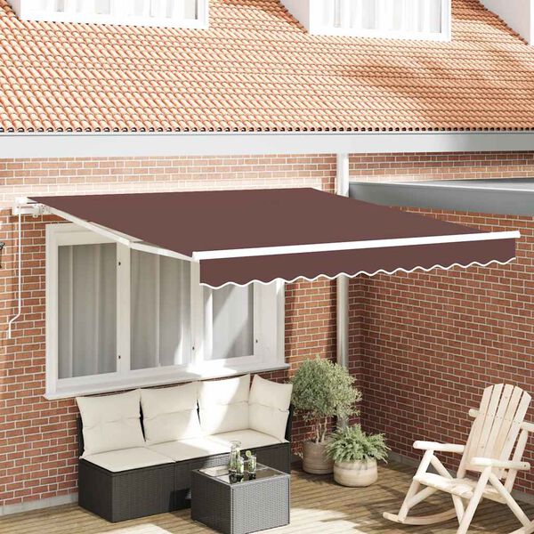 vidaXL Retractable Awning Brown, White