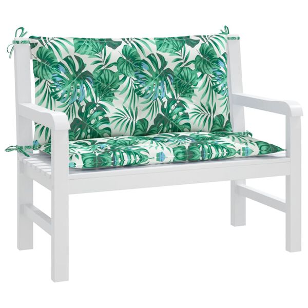 vidaXL Garden Bench Cushion Set of 2 Leaf pattern on a white background