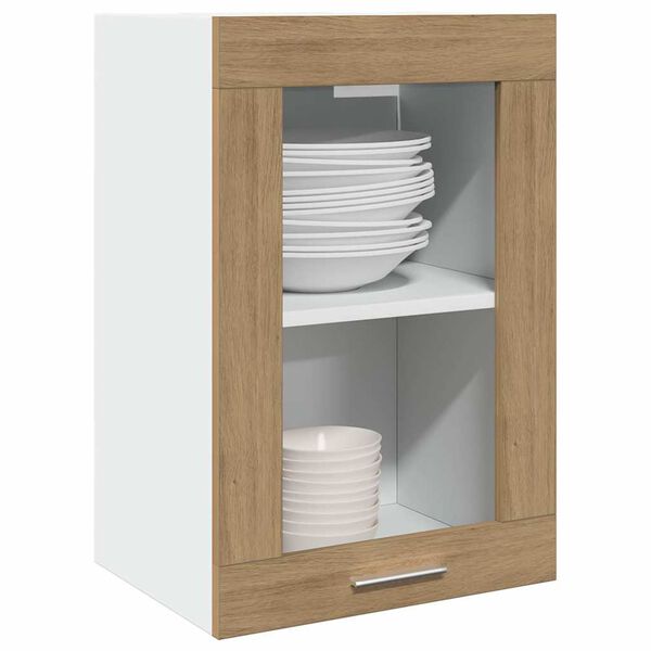 vidaXL Hanging Glass Cabinet Artisan Oak Engineered wood, Glass Medium