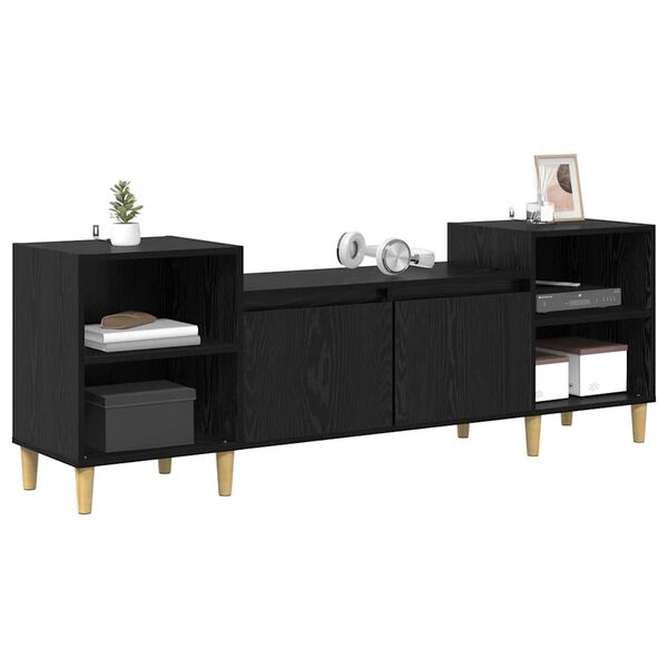 vidaXL TV Cabinet Black Oak 62.99 x 13.78 x 21.65 in Engineered Wood