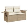 vidaXL Garden Sofa Set Beige Beige PE Rattan Large Foldable