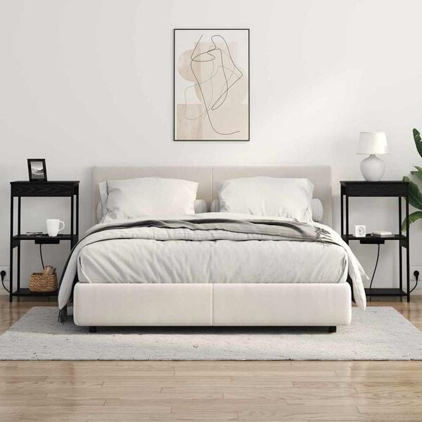 vidaXL Bedside Cabinet with Shelf Black Oak 16.14 x 12.20 x 29.92 in