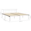 vidaXL Bed Frame White Powder-coated metal, plywood Double Modern