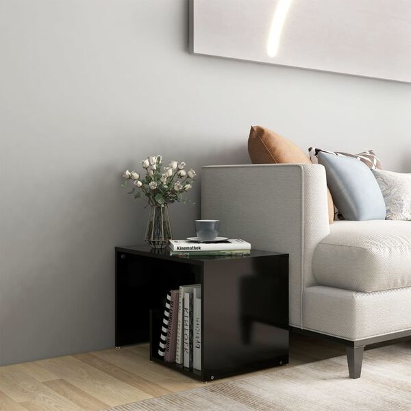 vidaXL Side Table Black Engineered Wood End Table Rectangular Modern