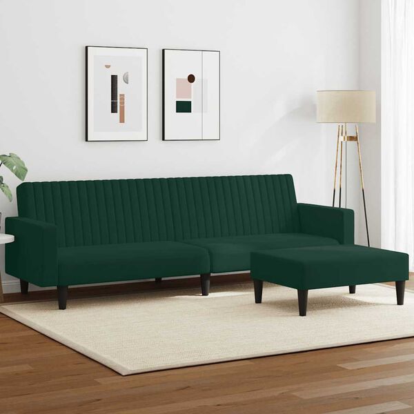 vidaXL Sofa Set Dark Green Velvet (100% polyester), wood, plastic Large