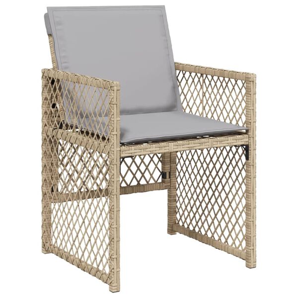 vidaXL Garden Chair Mix Beige, Light Grey PE Rattan, Powder-Coated Steel