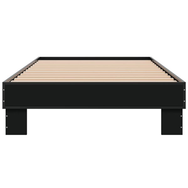 vidaXL Bed Frame Black Engineered Wood, Metal Single Durable Bed Frame