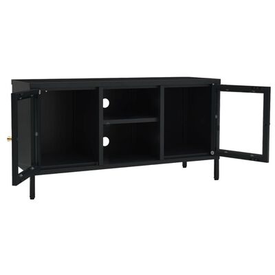 vidaXL TV Stand Black 41.3"x13.8"x20.5" Steel and Glass