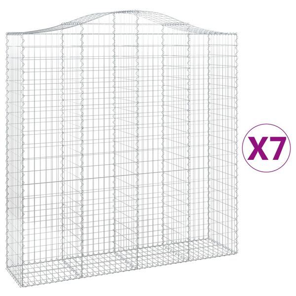 vidaXL Arched Gabion Baskets 7 pcs 78.7x19.7x200/220" Galvanised Iron